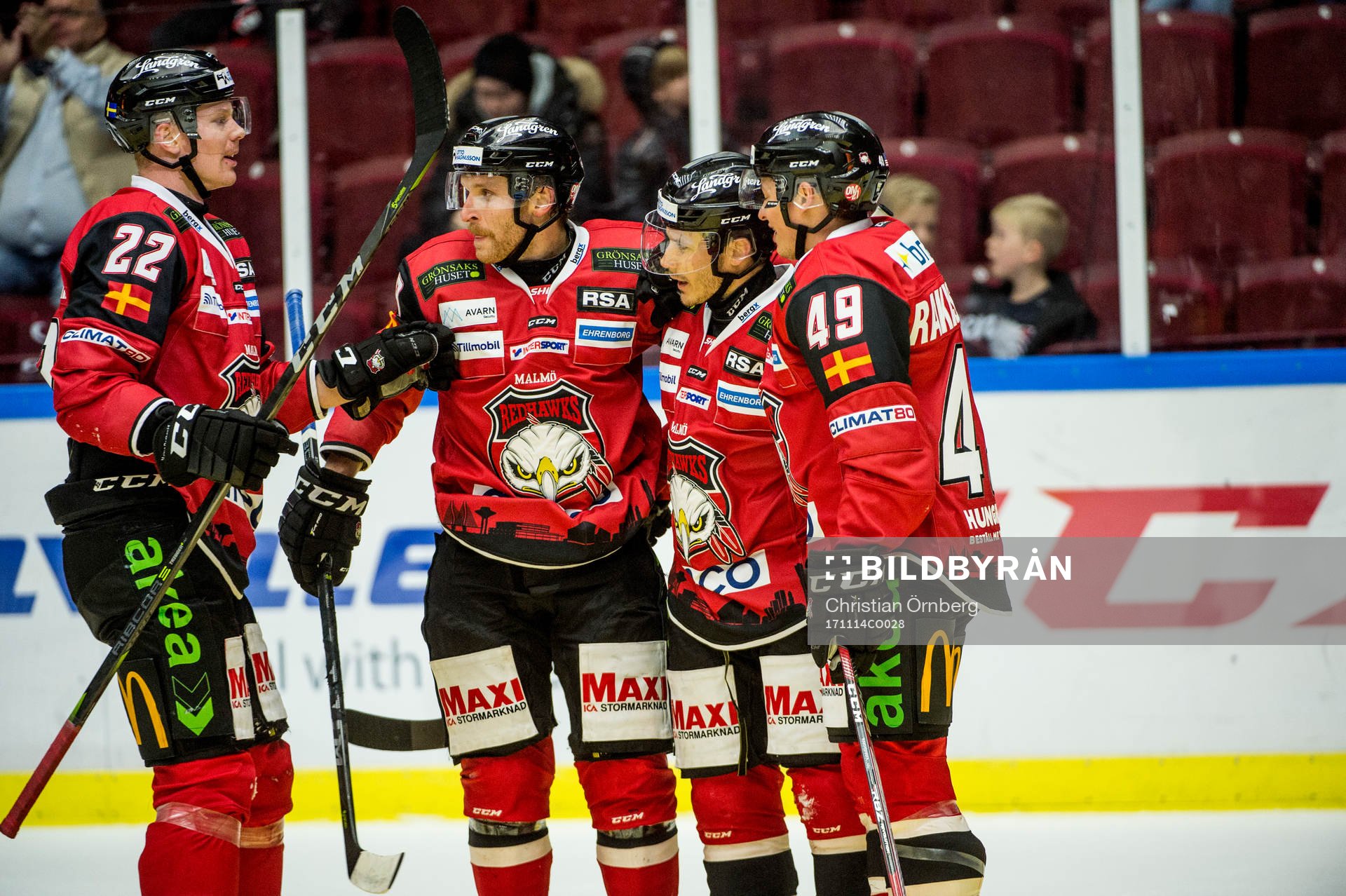 Malmö Redhawks Lars Bryggman, Frederik Storm, Andy Miele