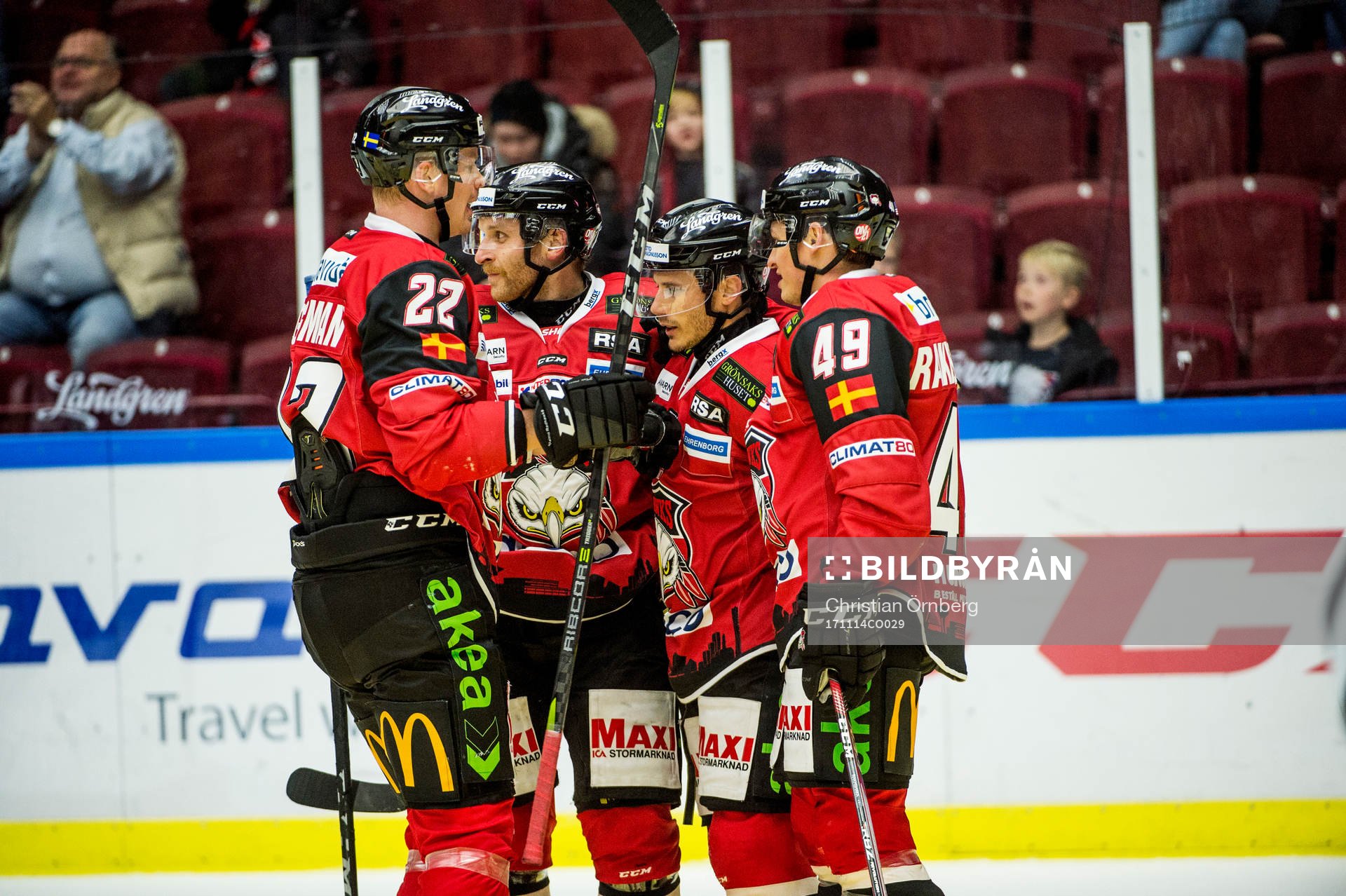 Malmö Redhawks Lars Bryggman, Frederik Storm, Andy Miele