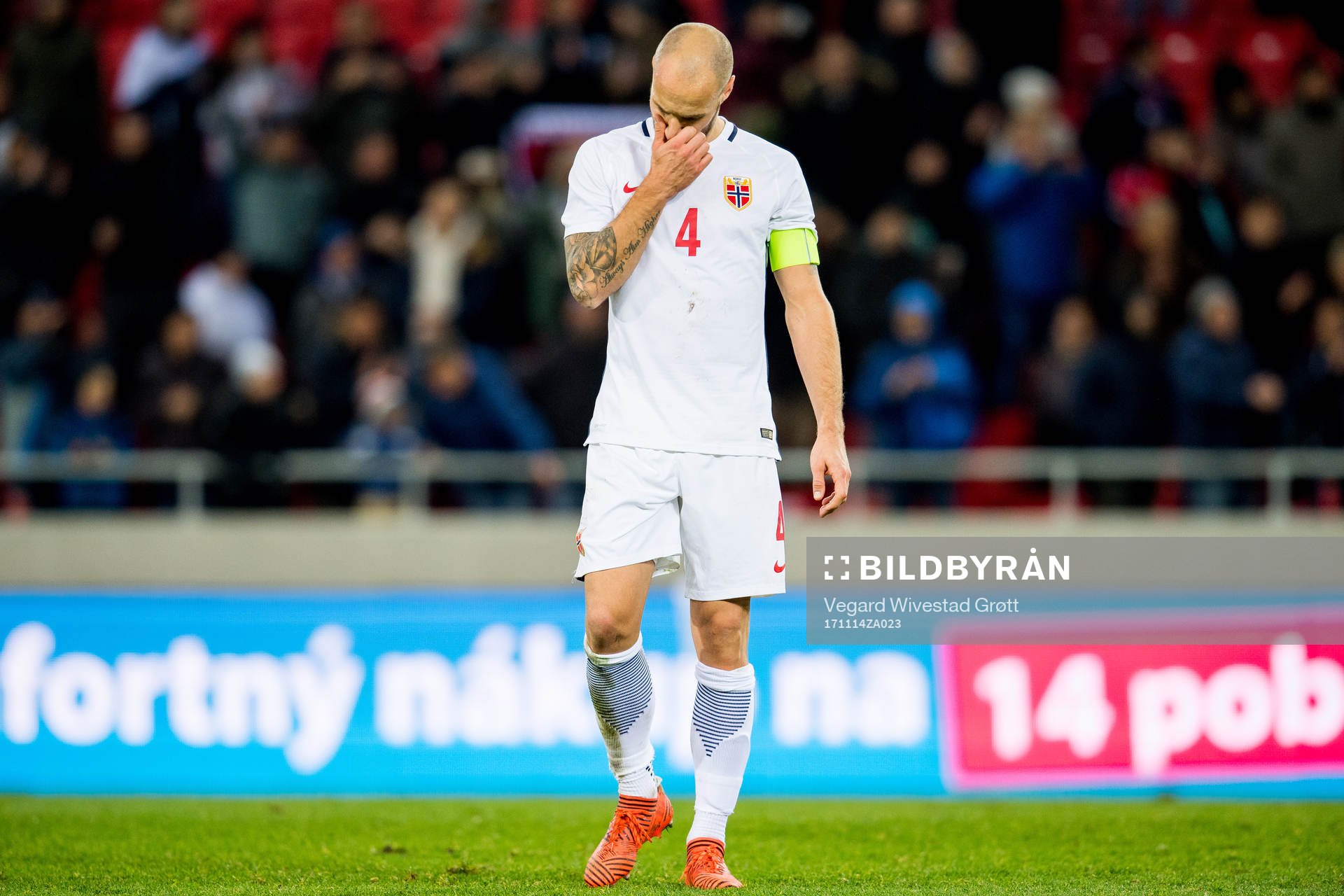 Tore Reginiussen of Norway looks dejected