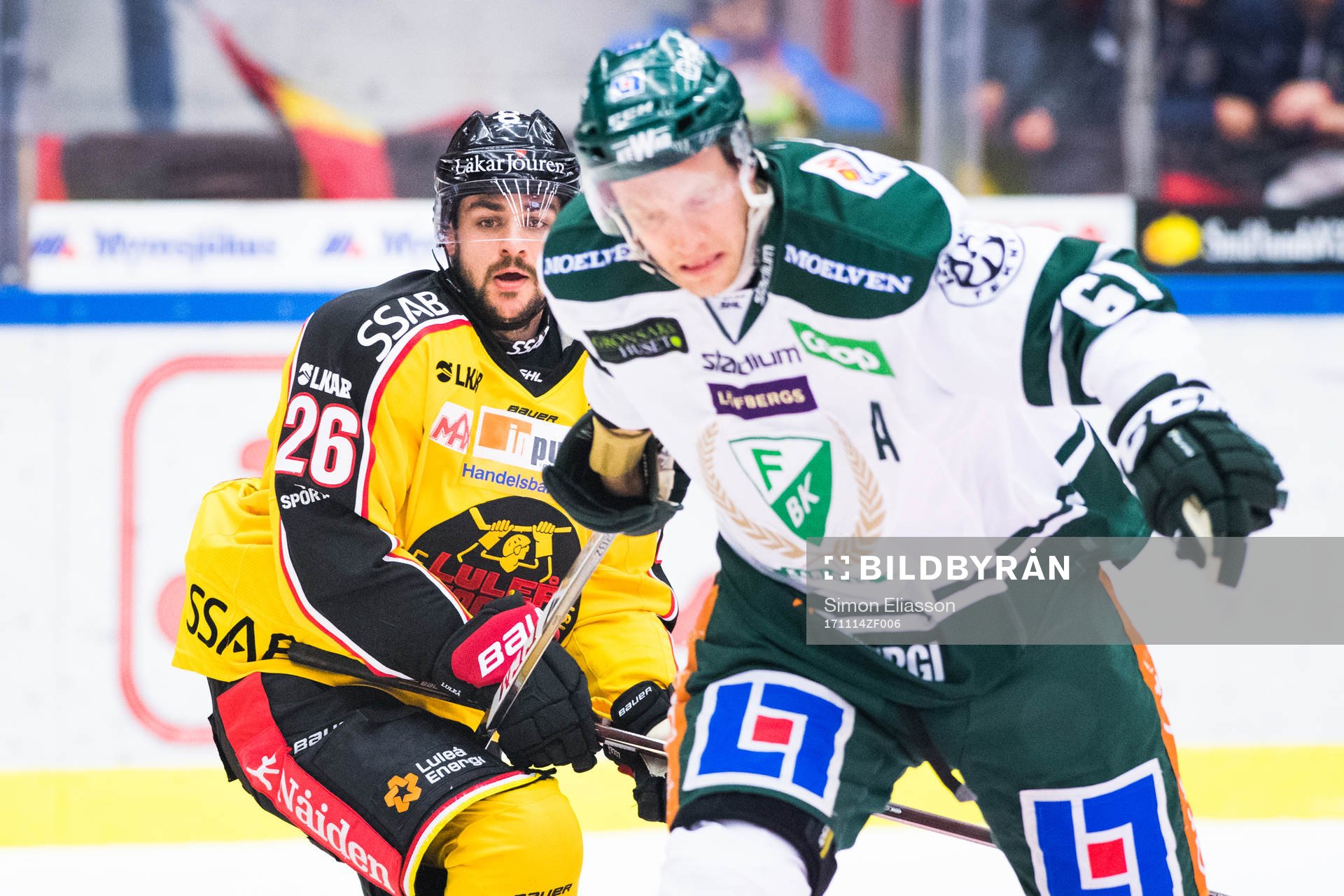 Luleås Joey Hishon och Färjestads Johan Ryno
