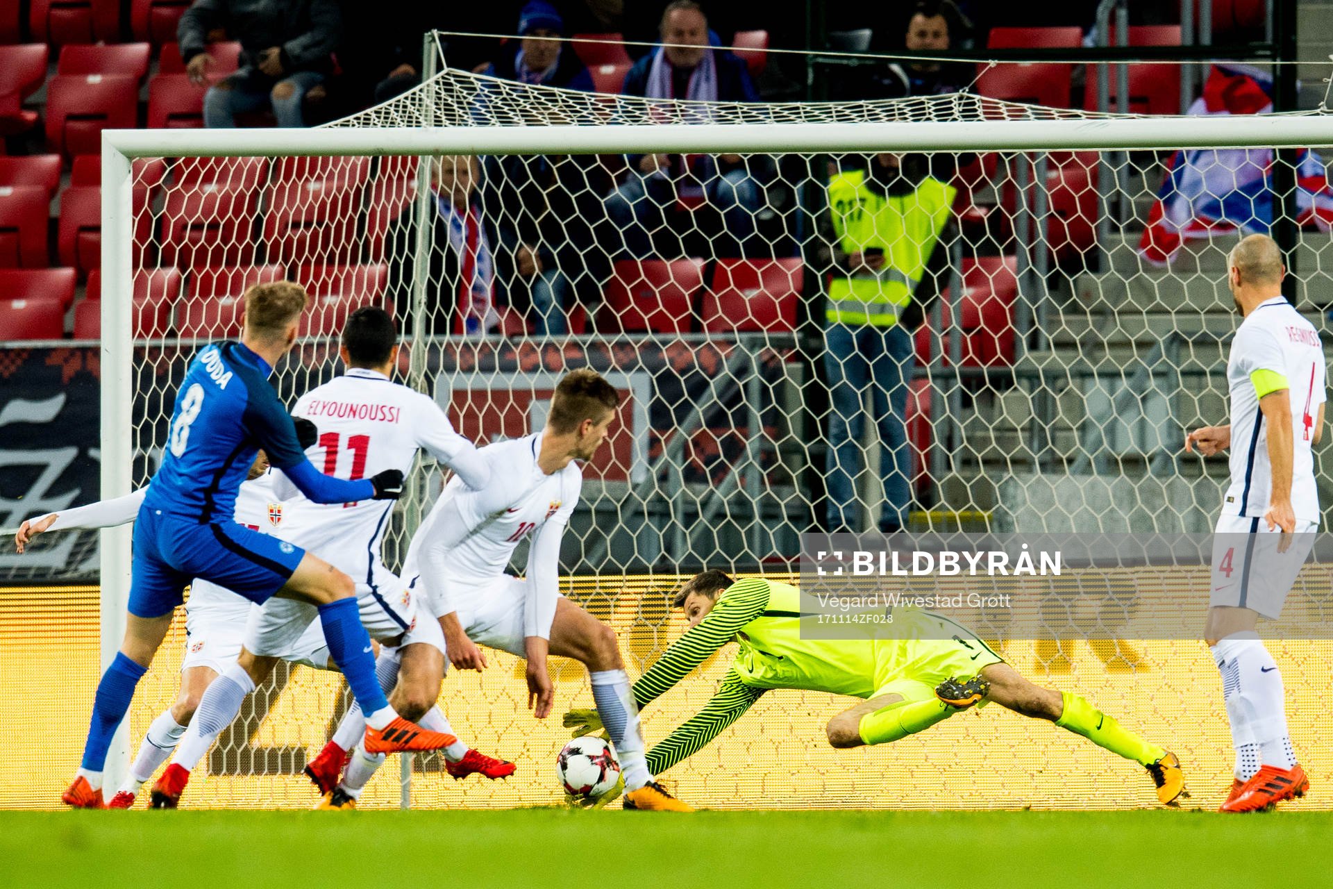 Goalkeeper Rune Almenning Jarstein of Norway makes a save