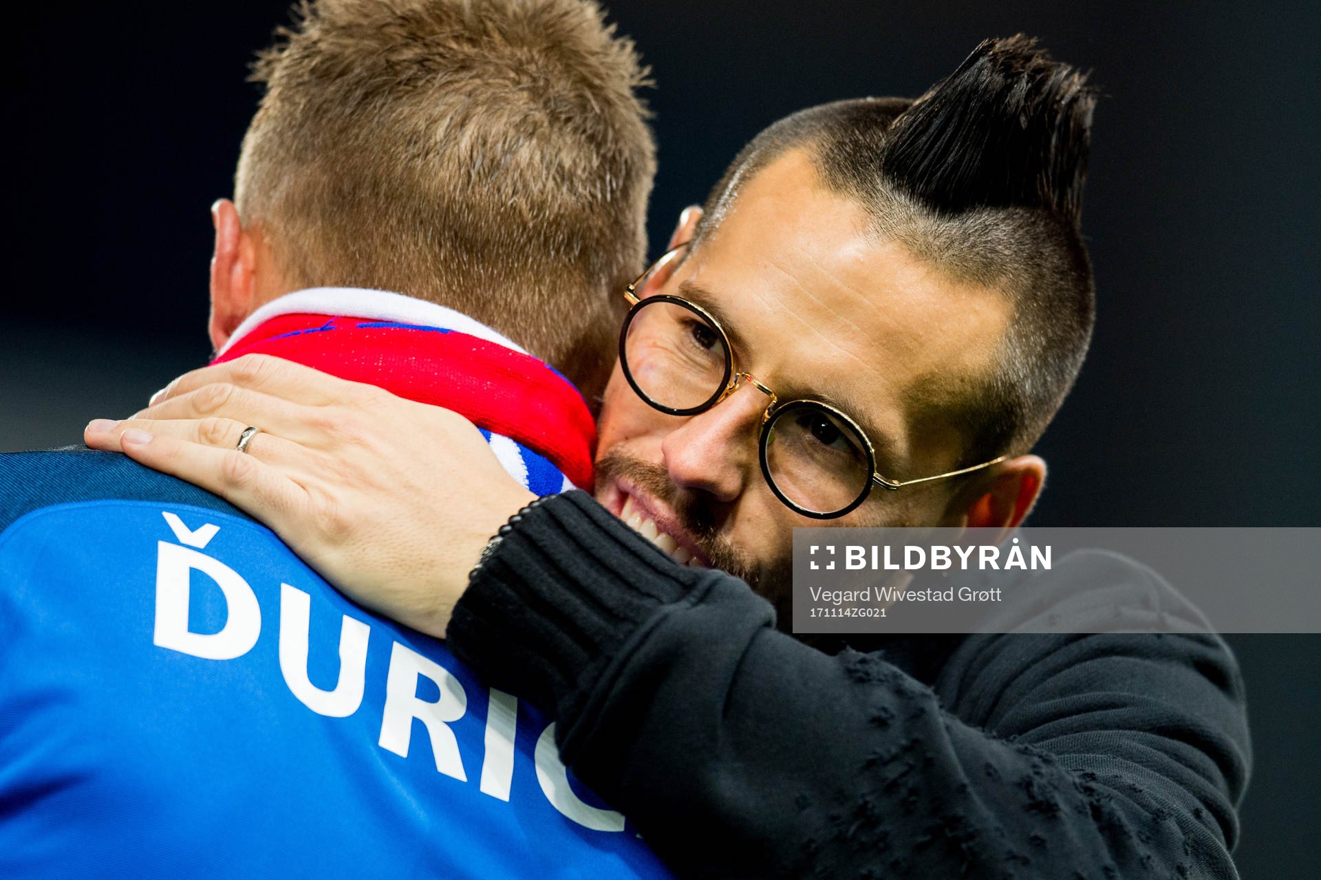 Jan Durica and Marek Hamsik of Slovakia