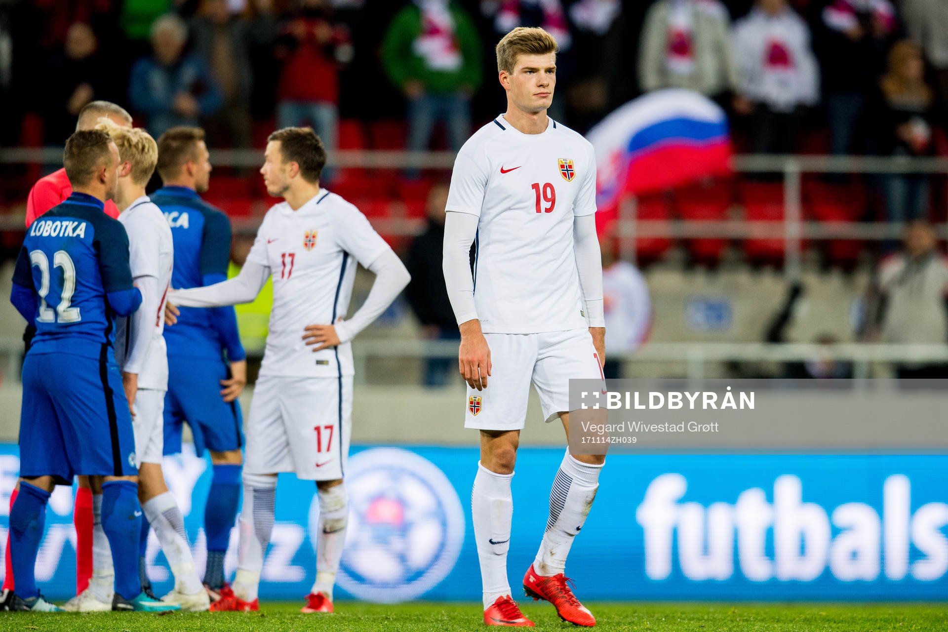 Alexander Sørloth of Norway looks dejected