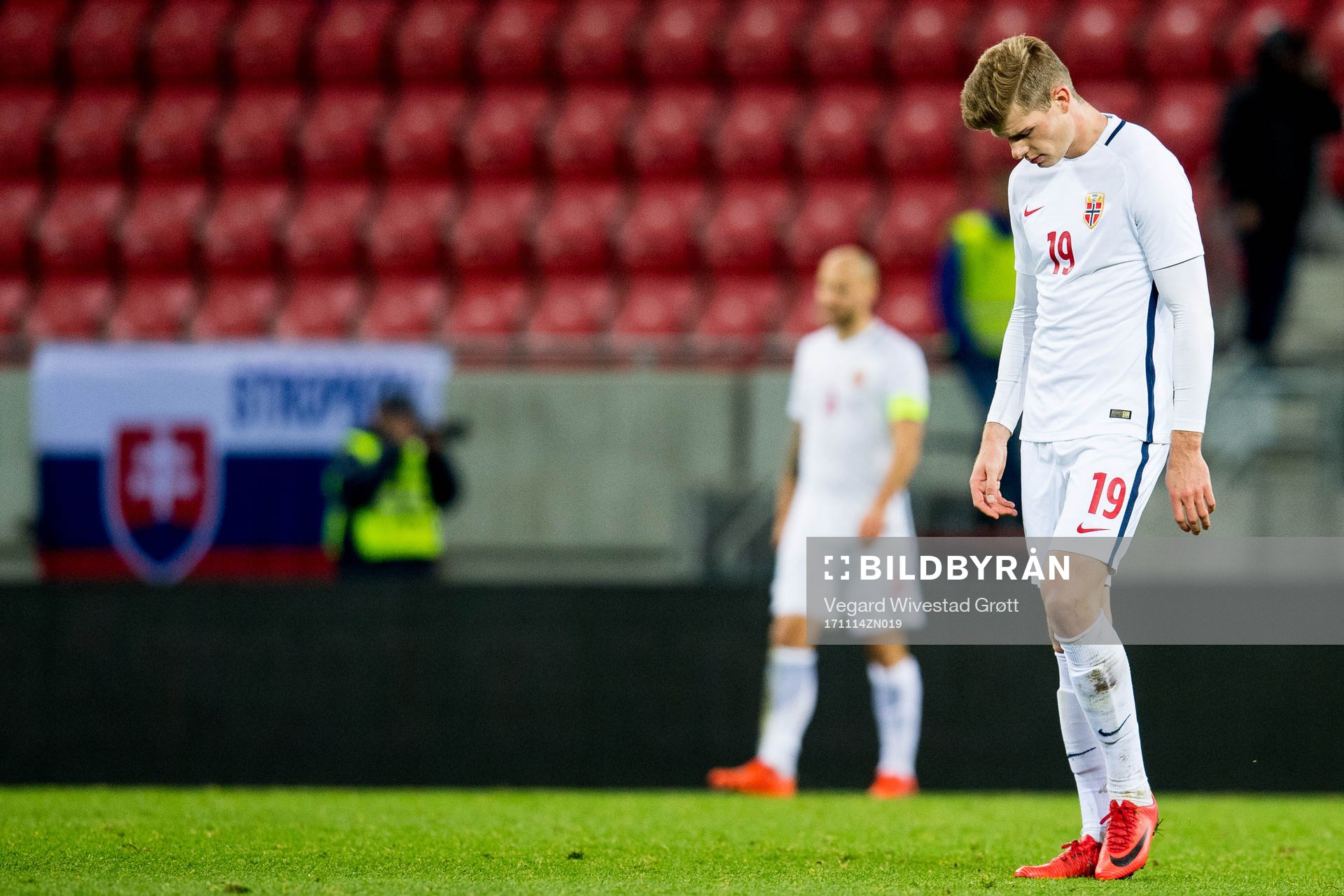 Alexander Sørloth of Norway looks dejected