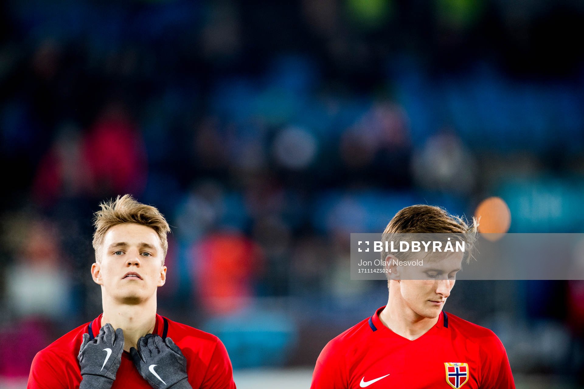 Martin Ødegaard and Erlend Reitan of Norway