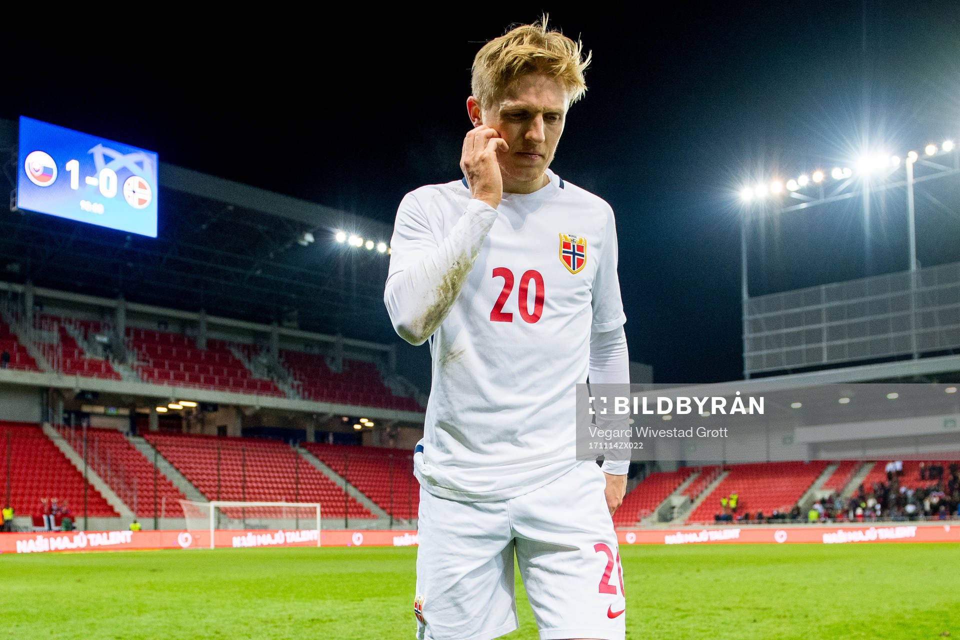 Mats Møller Dæhli of Norway limps off the pitch