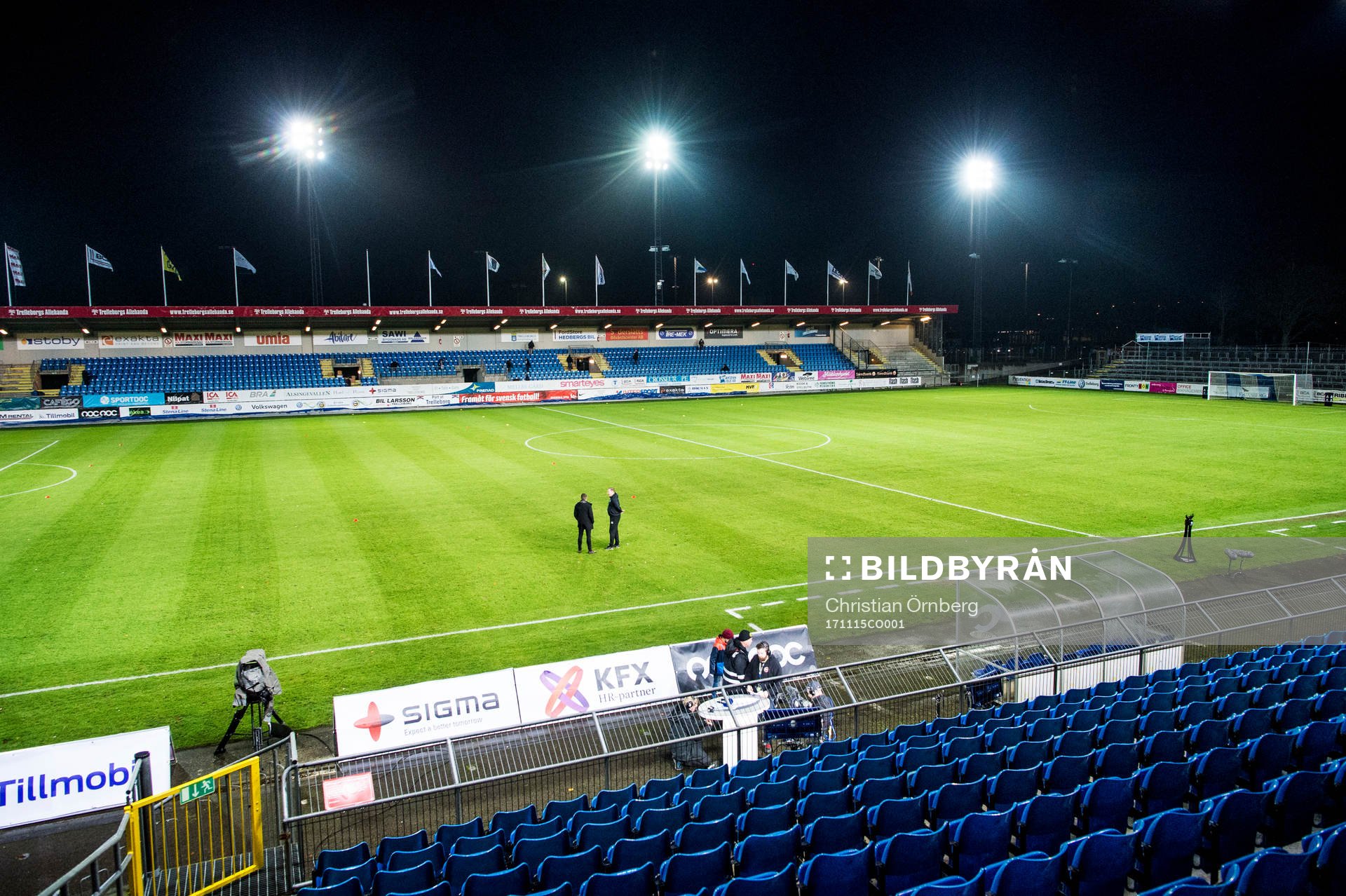 Vångavallen innan fotbollsmatchen i kvalet till