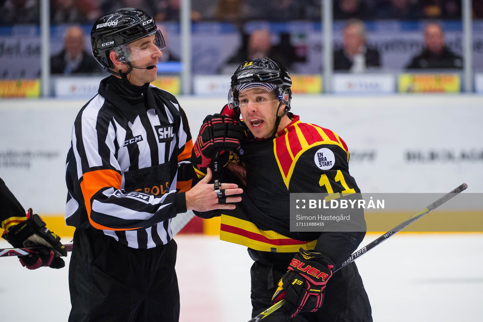 Brynäs Kevin Clark reagerar