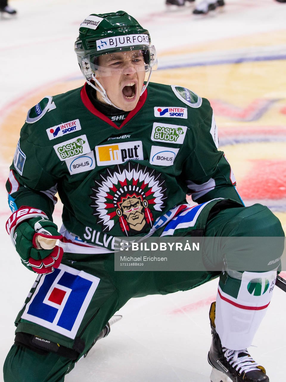 Frölundas Joel Mustonen jublar