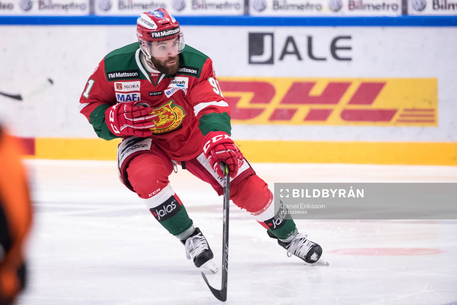 Moras Jacob Lagacé  i ishockeymatchen i SHL mellan Mora