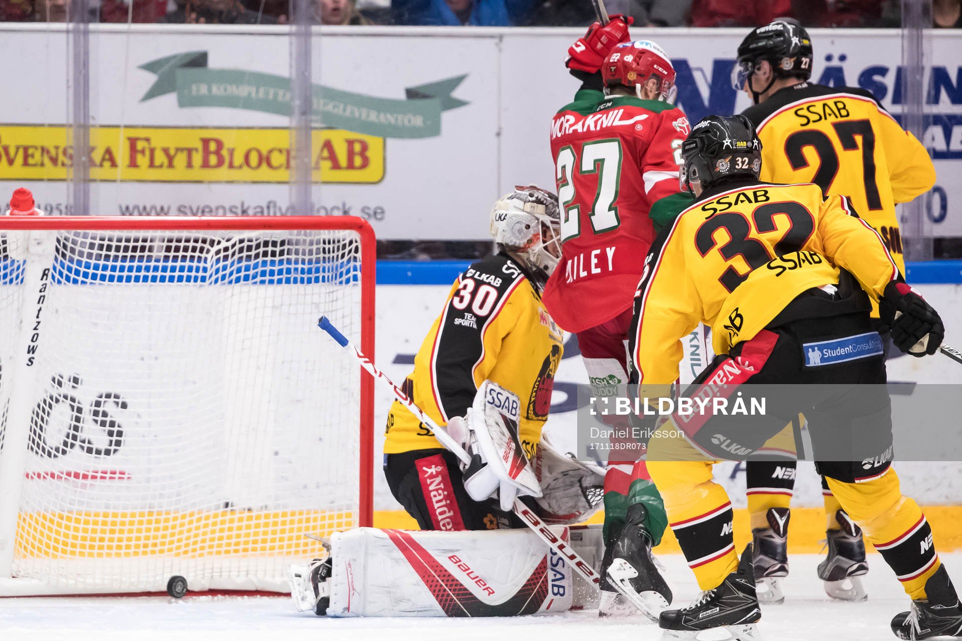 3-2 bakom Luleås målvakt Filip Gustavsson Moras Matt