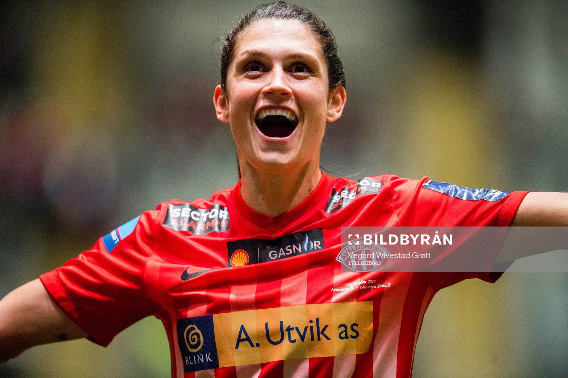 Andreia Rosa de Andrade of Avaldsnes celebrates