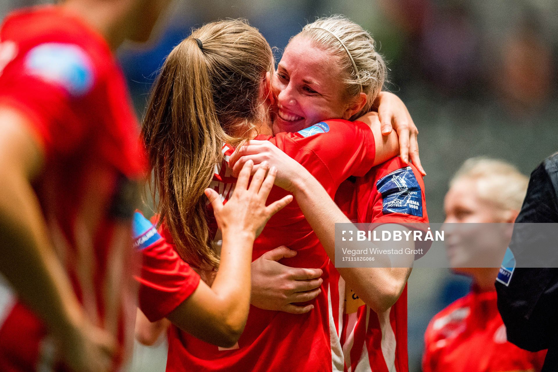 Cecilie Pedersen of Avaldsnes celebrates after the cup final match between Avaldsnes and Vålerenga on November 18, 2017 in Oslo.