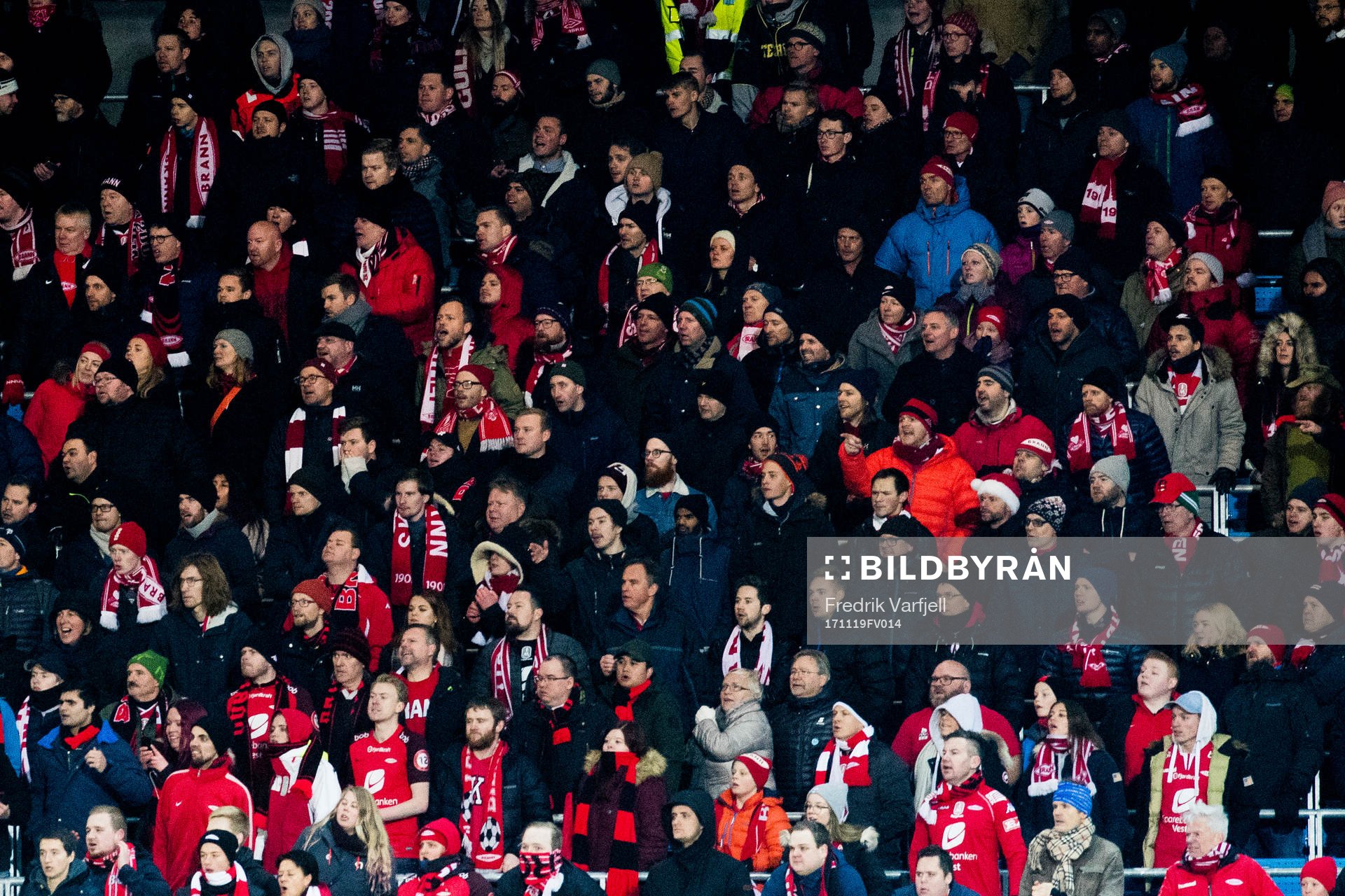 Audun Lysbakken, politician, (green) among the Brann supporters during the Eliteserien match between Strømsgodset and Brann on November 19, 2017 in Drammen.