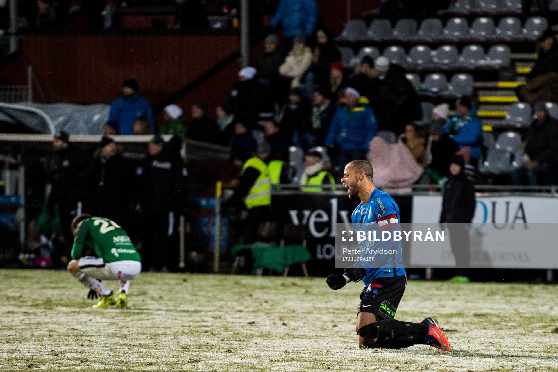Trelleborgs Salif Camara Jönsson jublar på slutsignal