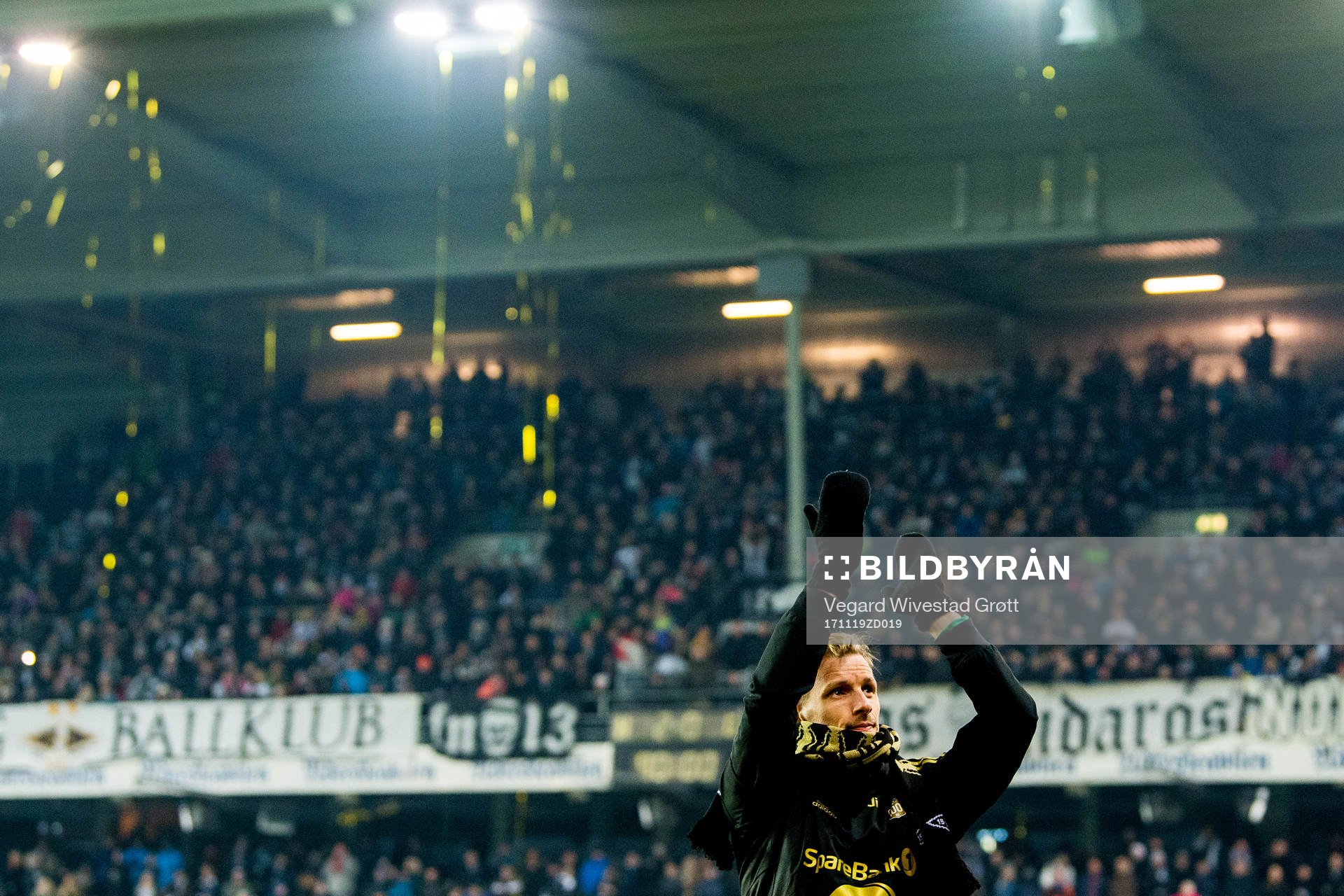 Goalkeeper André Hansen of Rosenborg celebrates winning