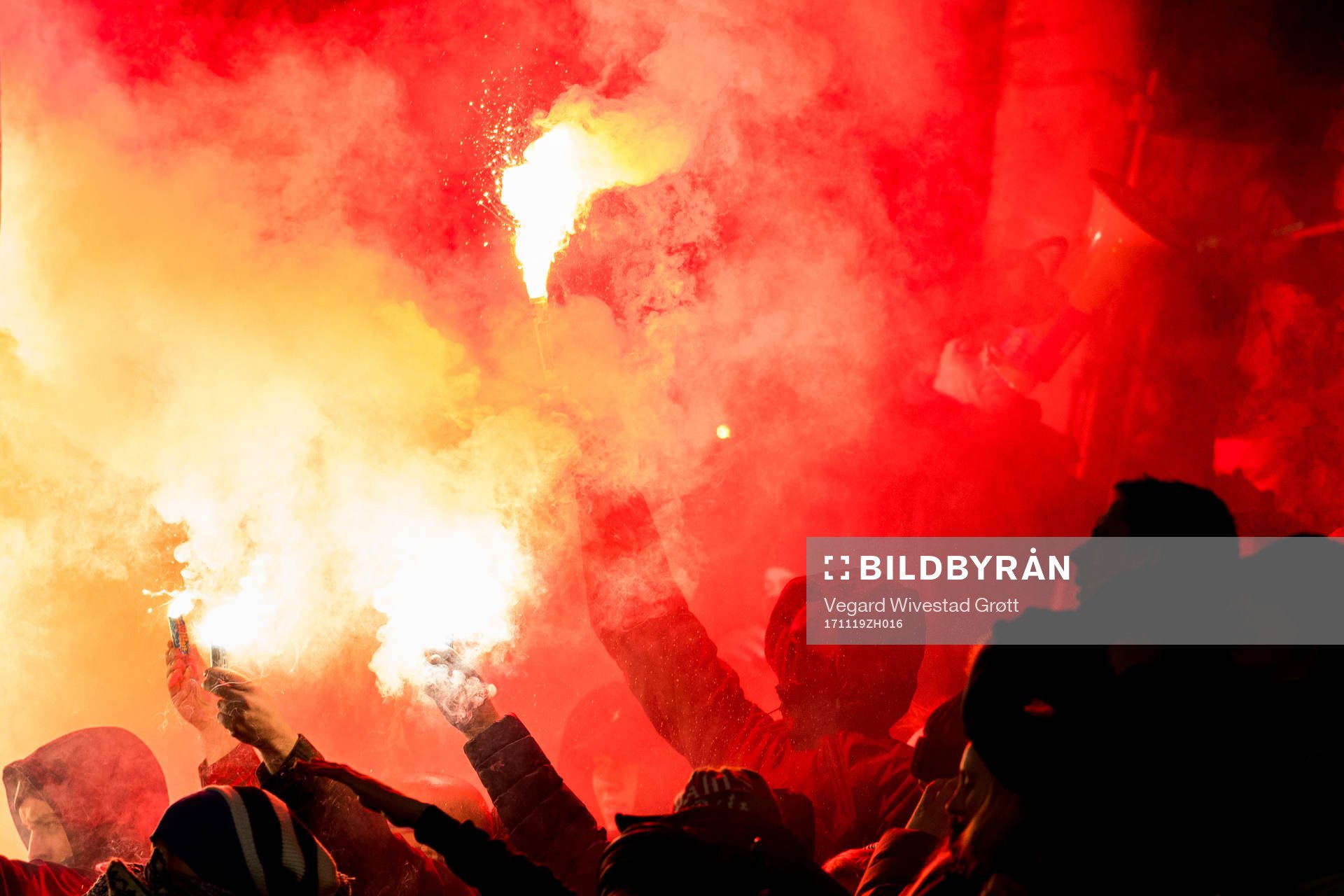 Fans of Rosenborg with pyro