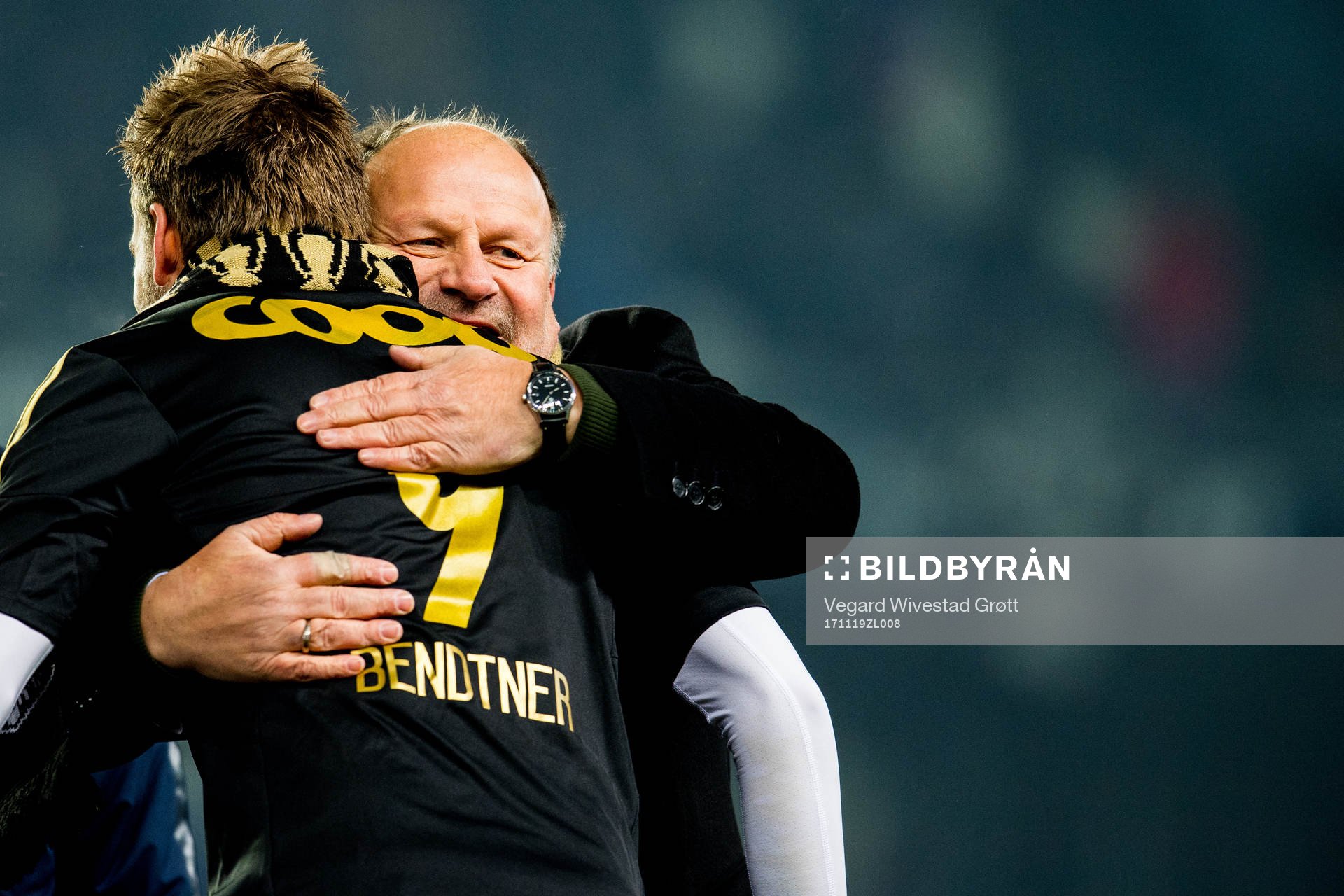 Nicklas Bendtner and Ivar Koteng, chairman of Rosenborg