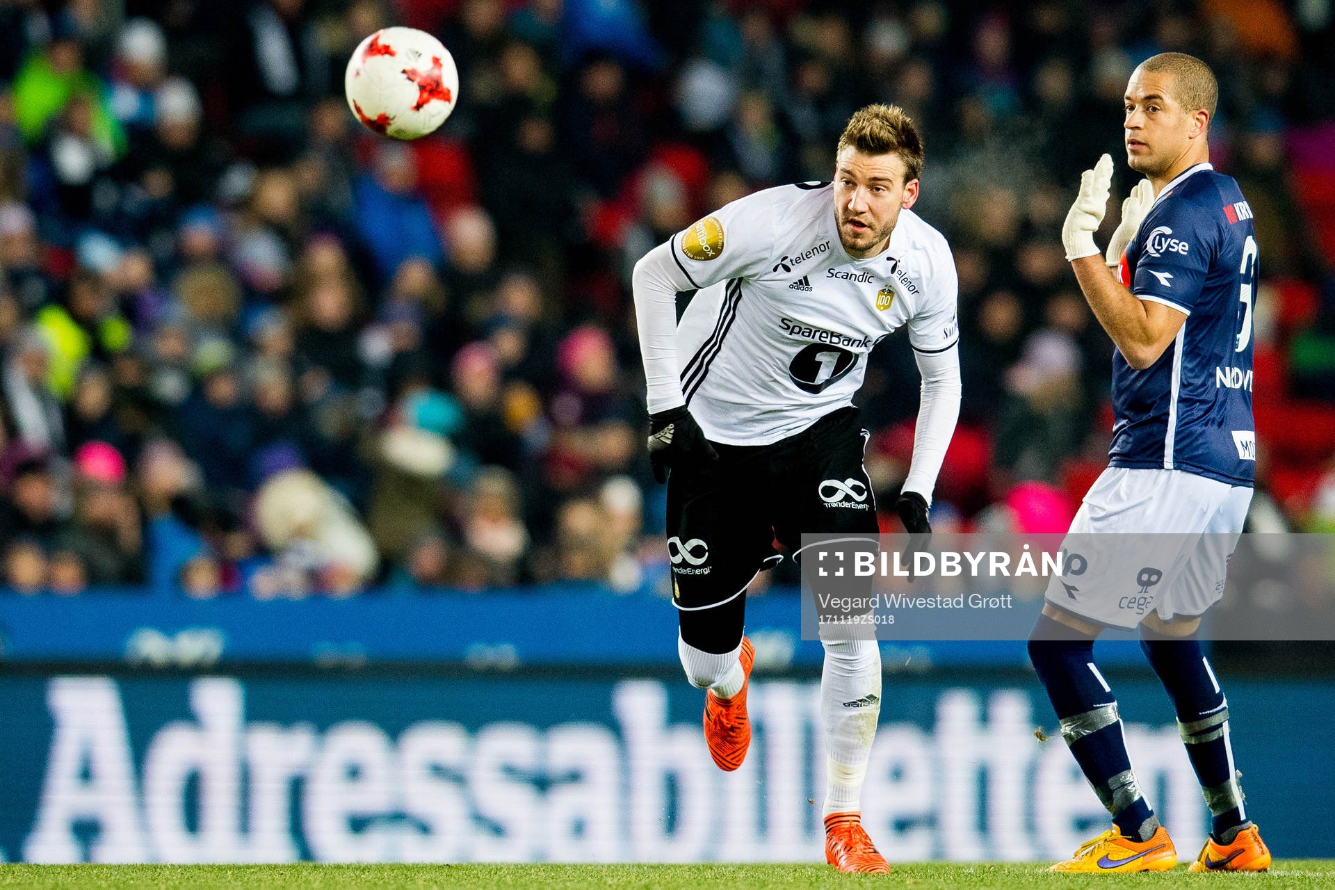 Nicklas Bendtner of Rosenborg and Andreas Nordvik of Viking