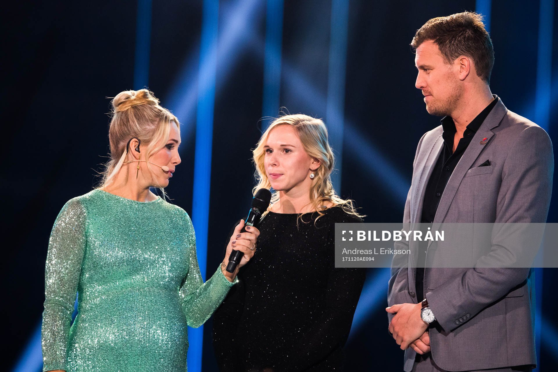 Jonna Andersson och Kim Björkegren, Linköping FC under Fotbollsgalan den 20 november 2017 i Stockholm.