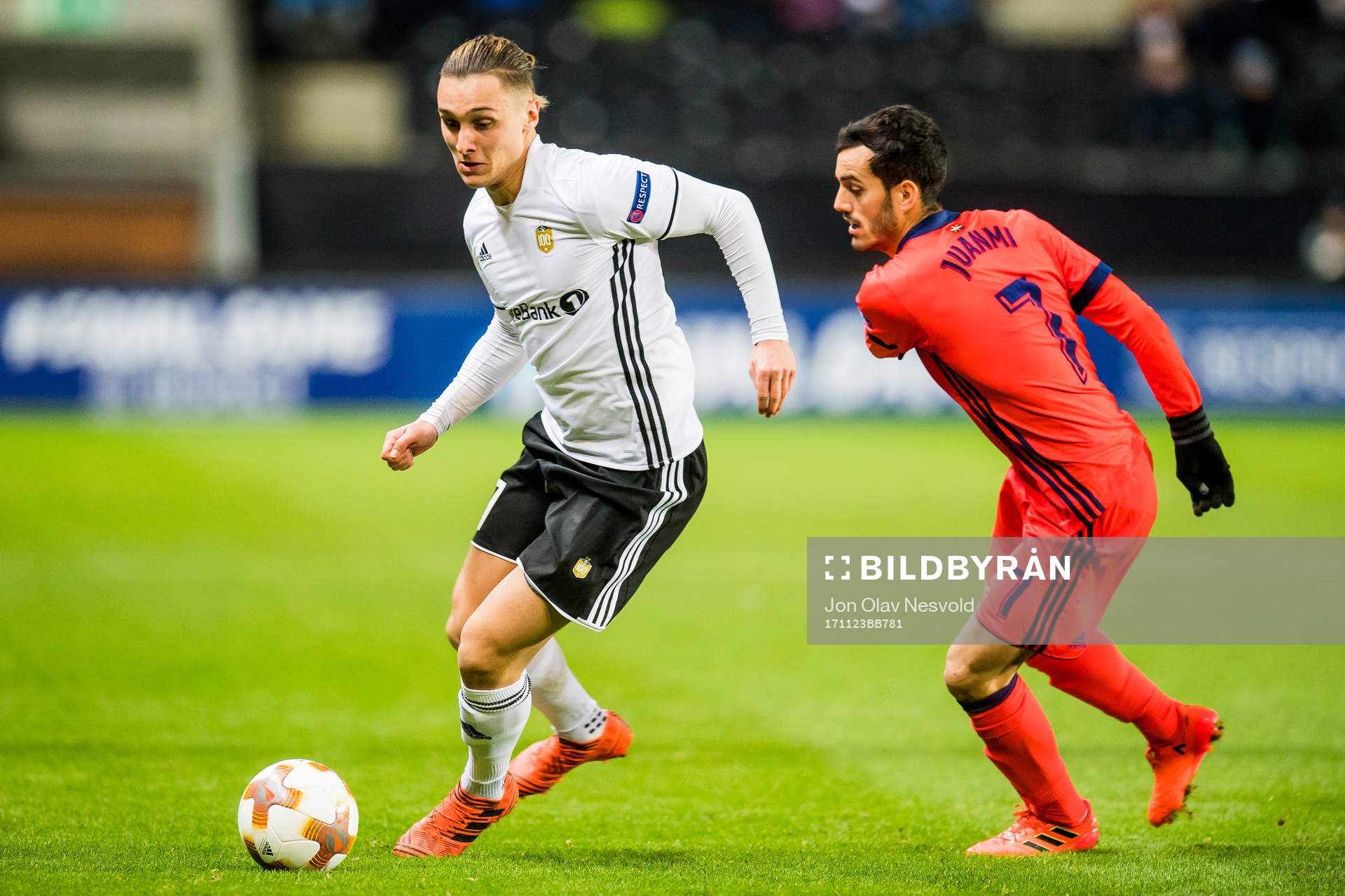 Jonathan Levi of Rosenborg and Juanmi of Real Sociedad