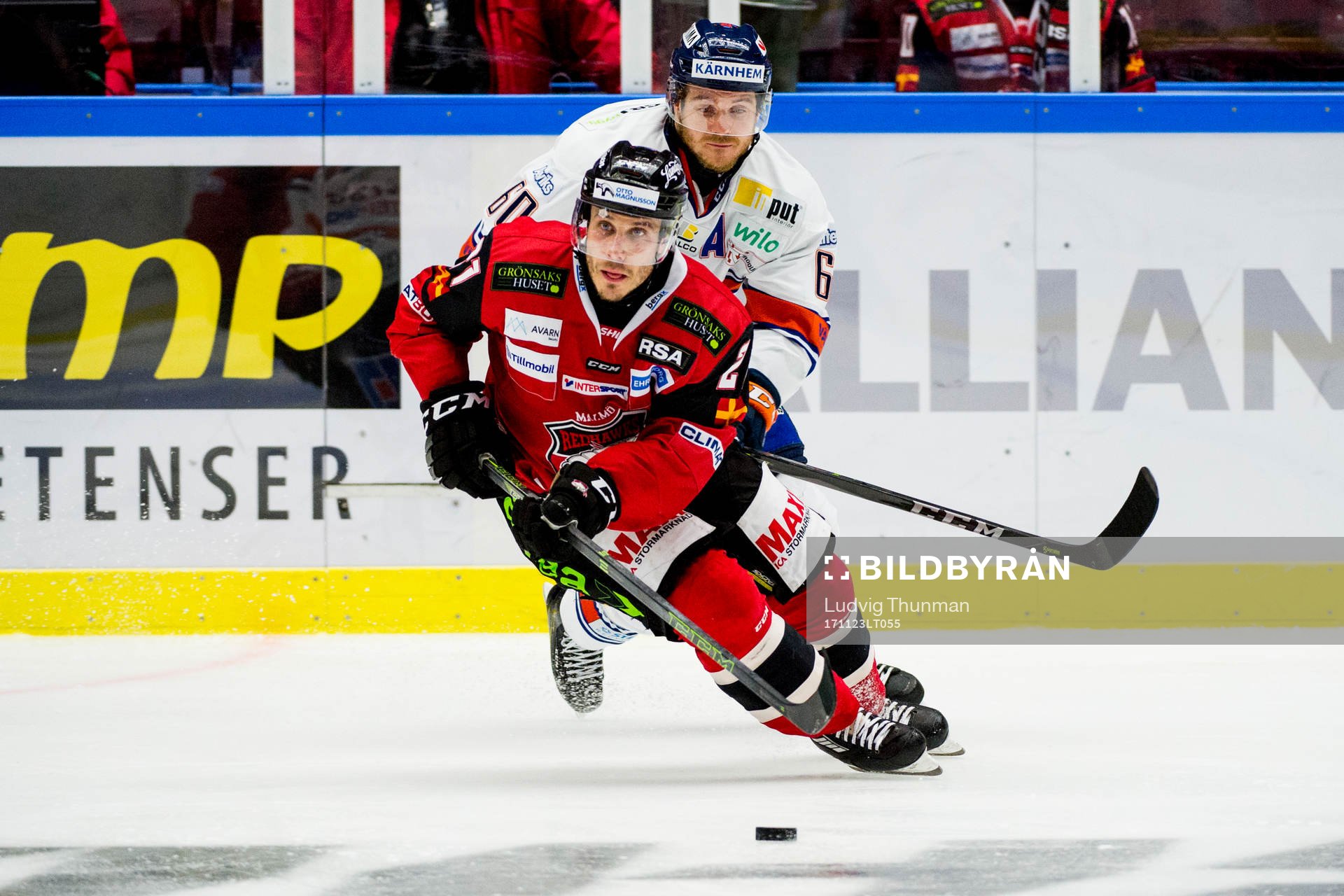 Malmö Redhawks Andy Miele och Växjös Erik Josefsson