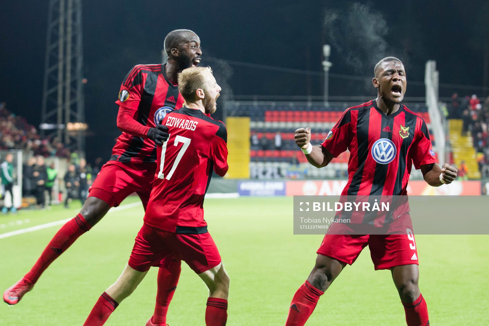 Östersunds Ronald Mukiibi, Curtis Edwards och Alhaji Gero
