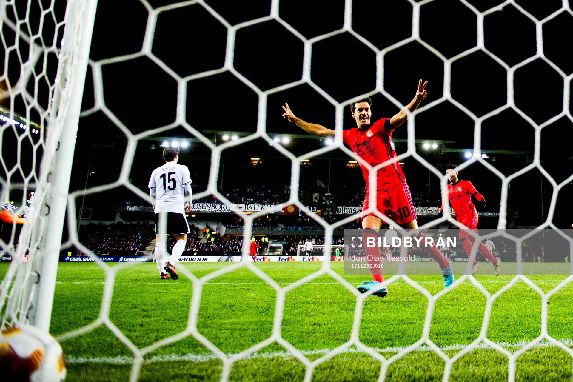 Xabier Prieto of Real Sociedad celebrates 1-0