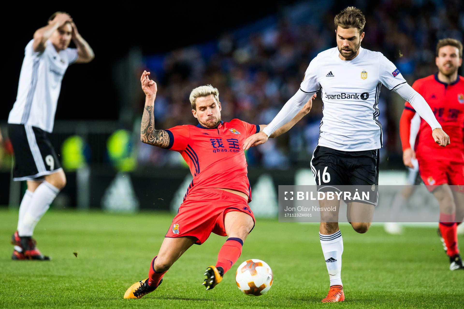 Nicklas Bendtner of Rosenborg, Inigo Martinez of Real