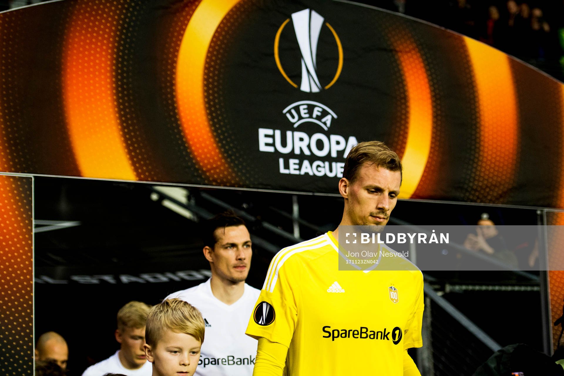 Goalkeeper André Hansen of Rosenborg enters the pitch