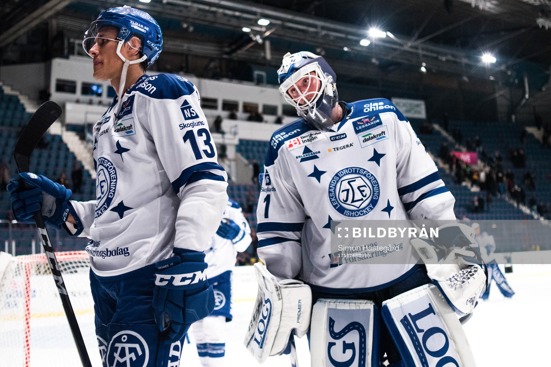 Leksands Jon Knuts och målvakt Tex Williamsson