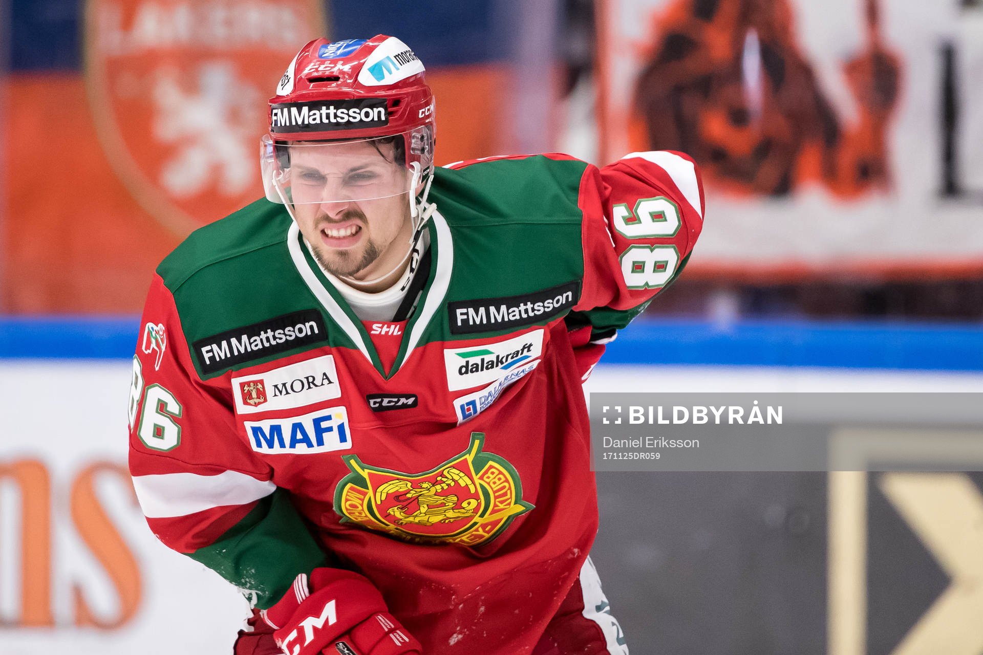 Moras Mathias Bromé  i ishockeymatchen i SHL mellan Mora