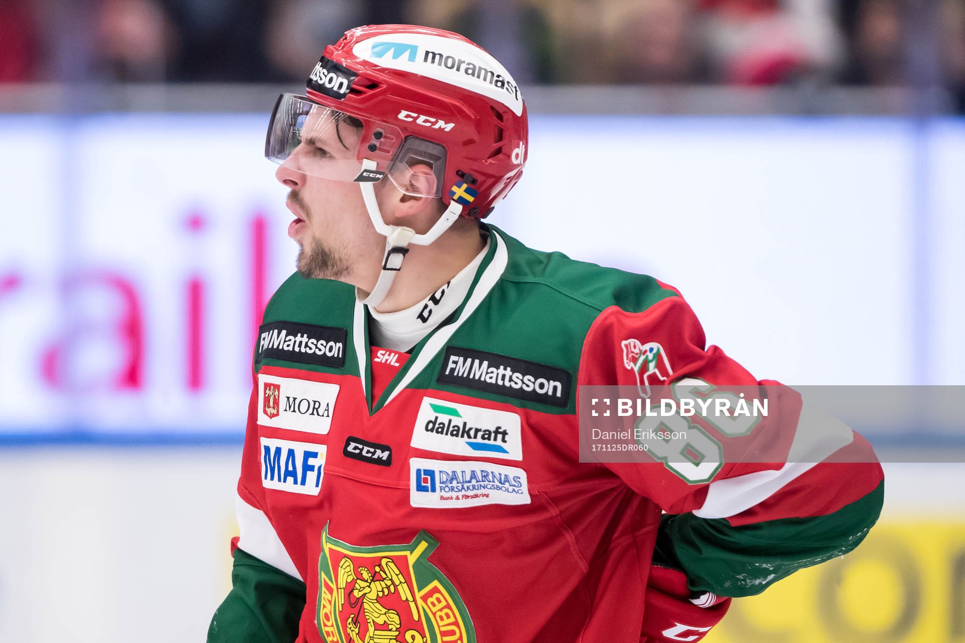 Moras Mathias Bromé  i ishockeymatchen i SHL mellan Mora