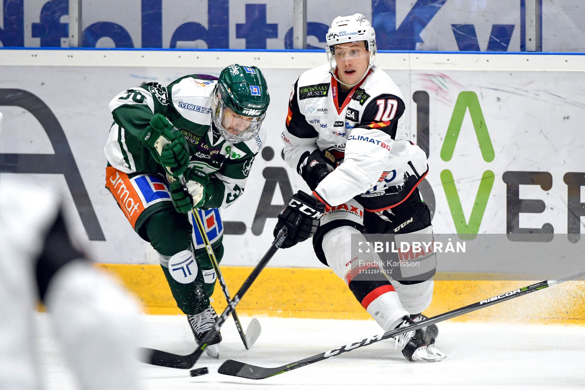 Färjestads Niklas Fogström och Malmö Redhawks Robin