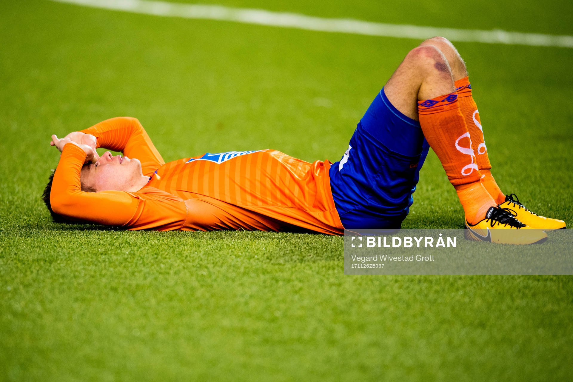Daniel Gretarsson of Aalesund looks dejected being relegated