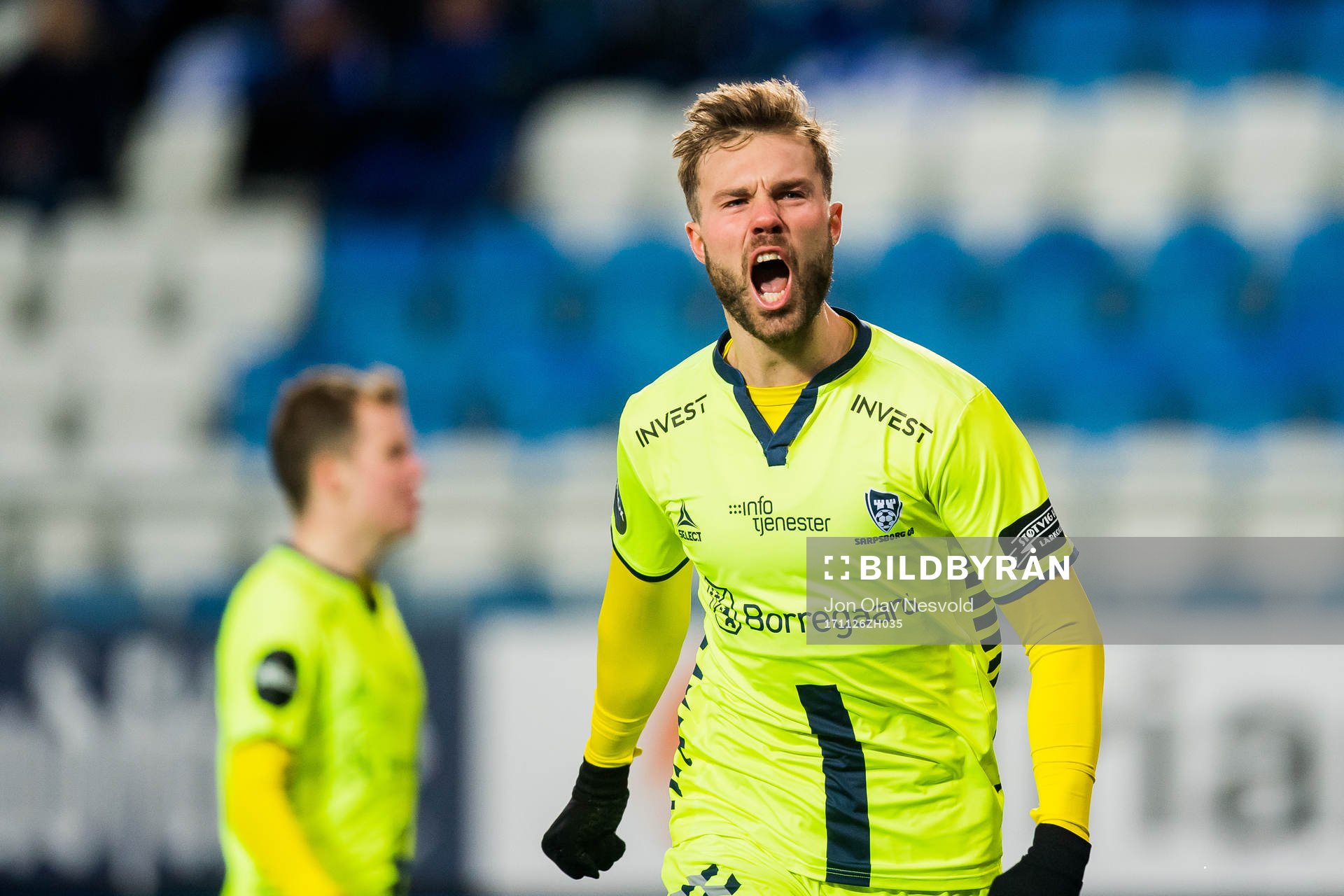 Patrick Mortensen of Sarpsborg celebrates
