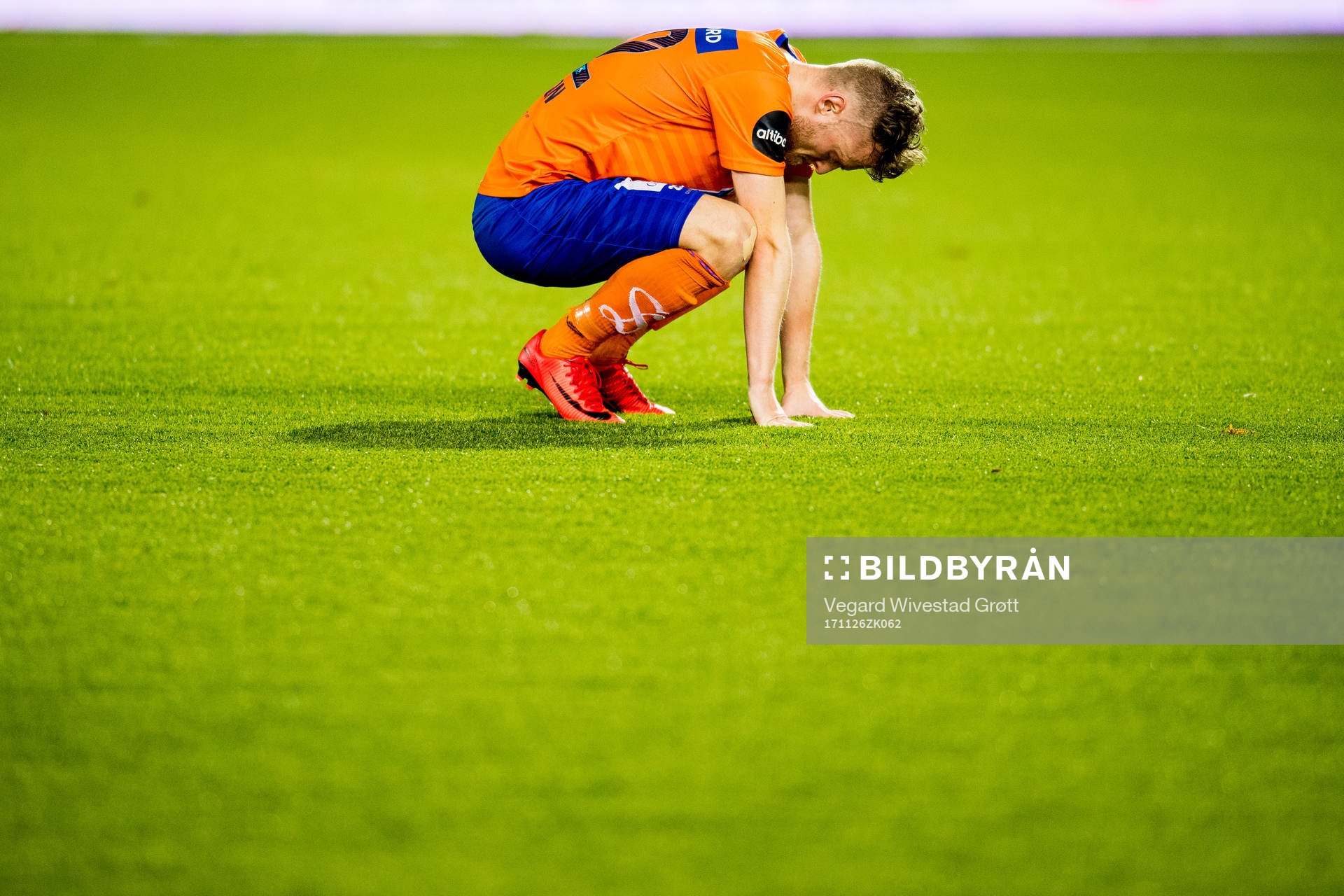 Adam Ørn Arnarson of Aalesund looks dejected being