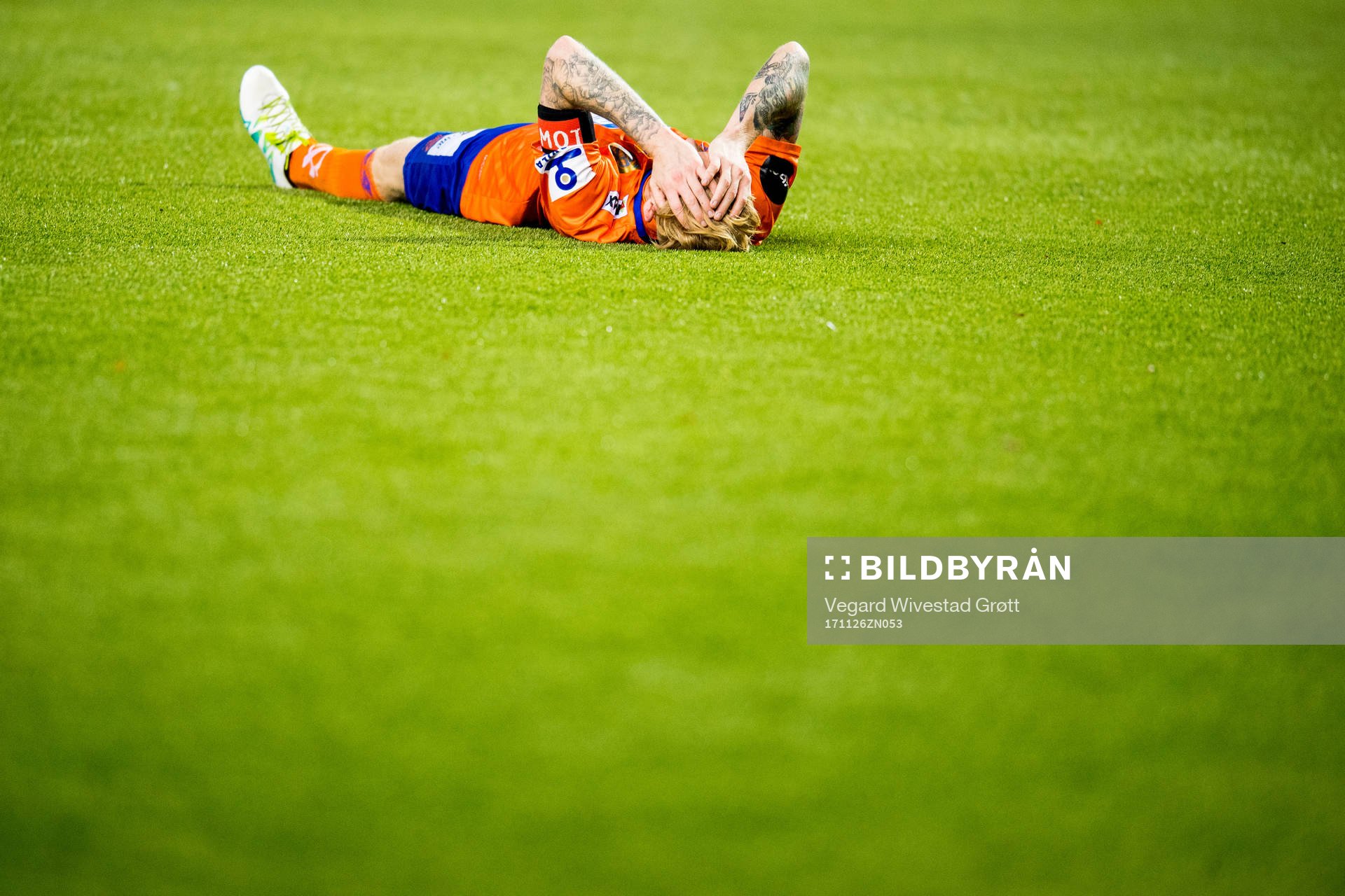 Fredrik Carlsen of Aalesund looks dejected being relegated