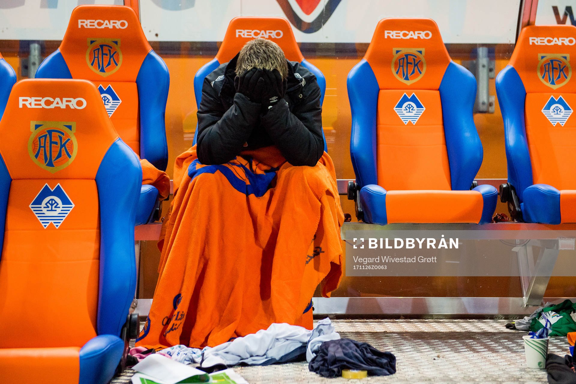 Bjørn Helge Riise of Aalesund looks dejected being