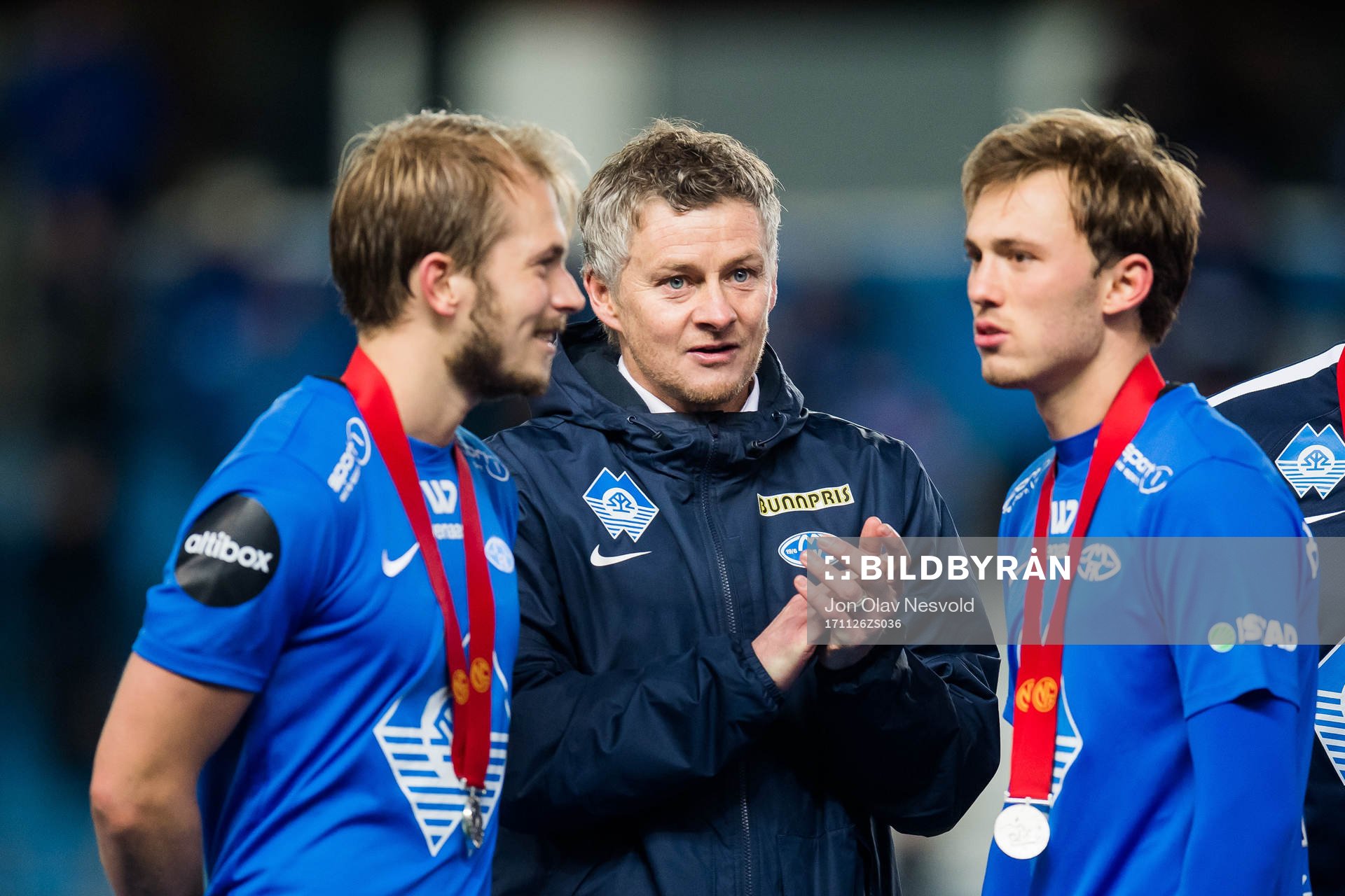 Ole Gunnar Solskjær, manager of Molde  celebrates