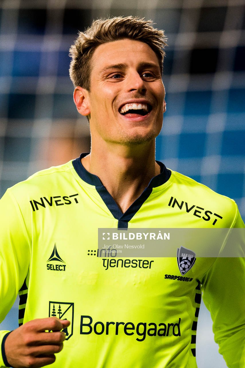 Kristoffer Zachariassen of Sarpsborg 08 celebrates 2-0