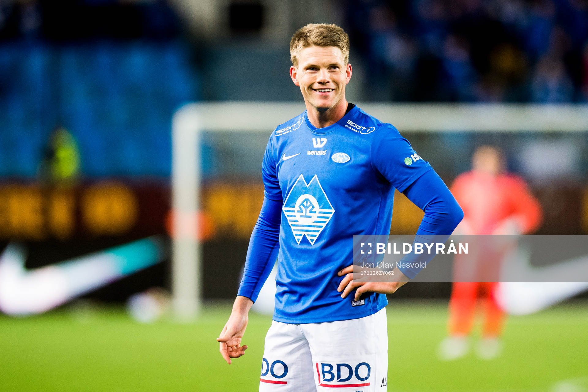 Bjørn Bermann Sigurdarson of Molde smiles during the Eliteserien match between Molde and Sarpsborg 08 on November 26, 2017 in Molde.