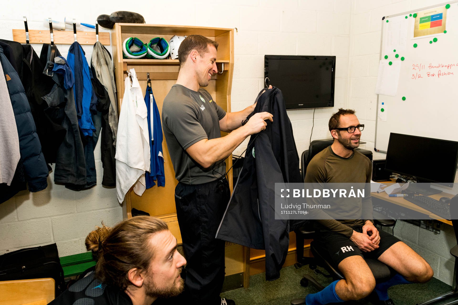 Rögles fystränare Erik Olsson, tränare Cam Abbott och