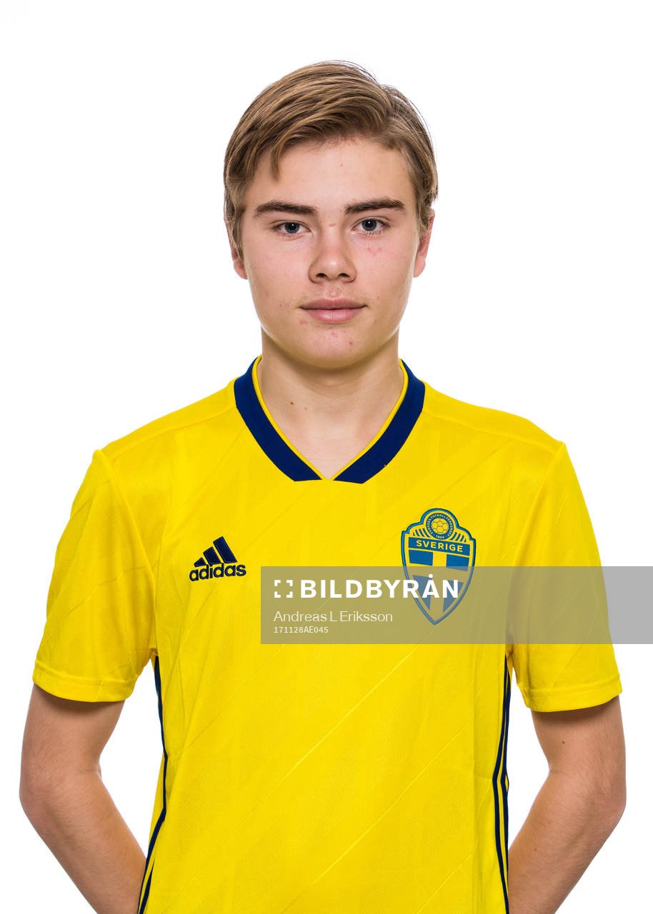 Joel Andersson Segerlind i P15/02-landslaget poserar för ett porträtt den 28 november 2017 i Stockholm. 