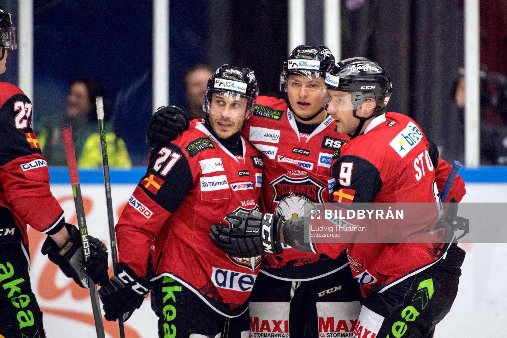 Malmö Redhawks Andy Miele, Rhett Rakhshani och Frederik