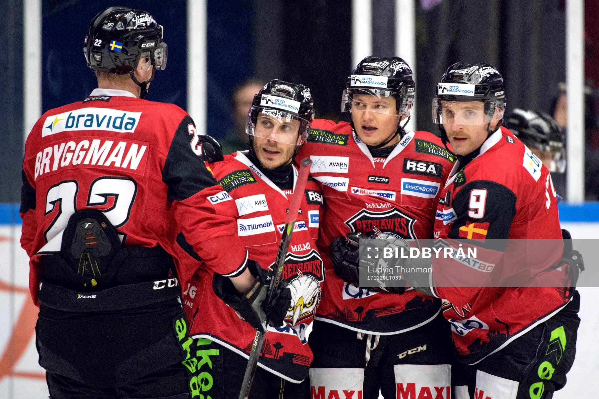 Malmö Redhawks Lars Bryggman, Andy Miele, Rhett Rakhshani