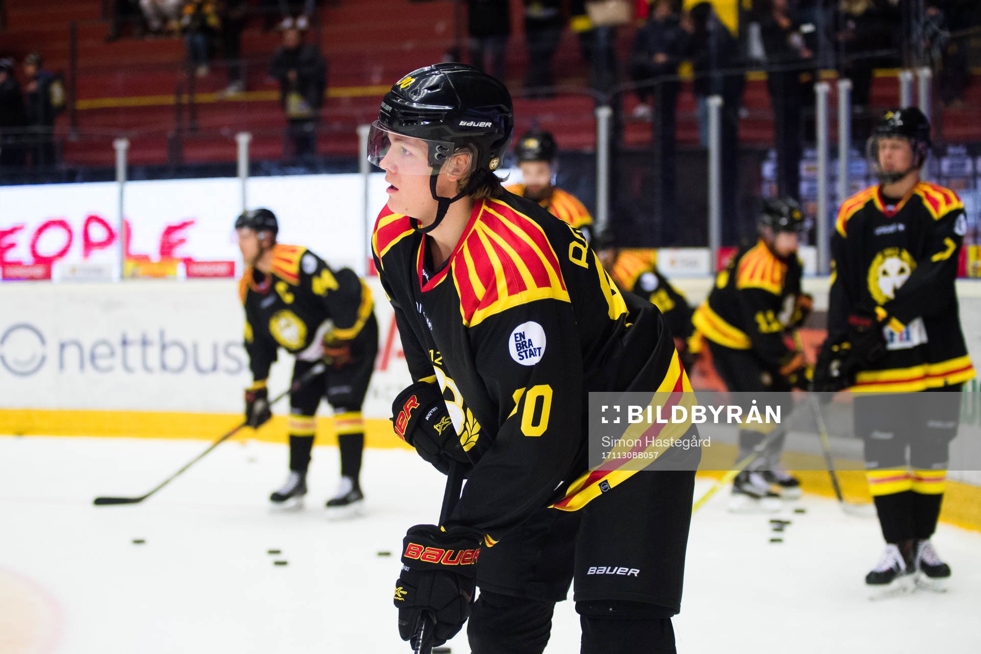 Brynäs Jesper Boqvist före ishockeymatchen i SHL mellan