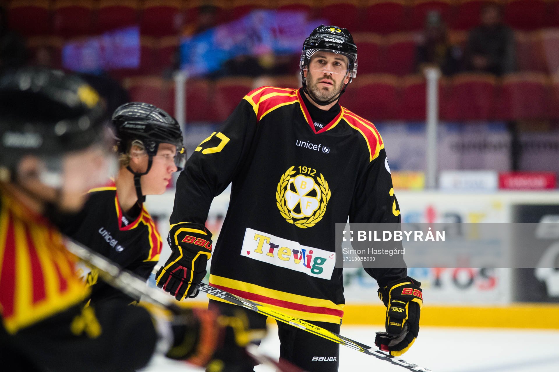 Brynäs Drew Miller före ishockeymatchen i SHL mellan