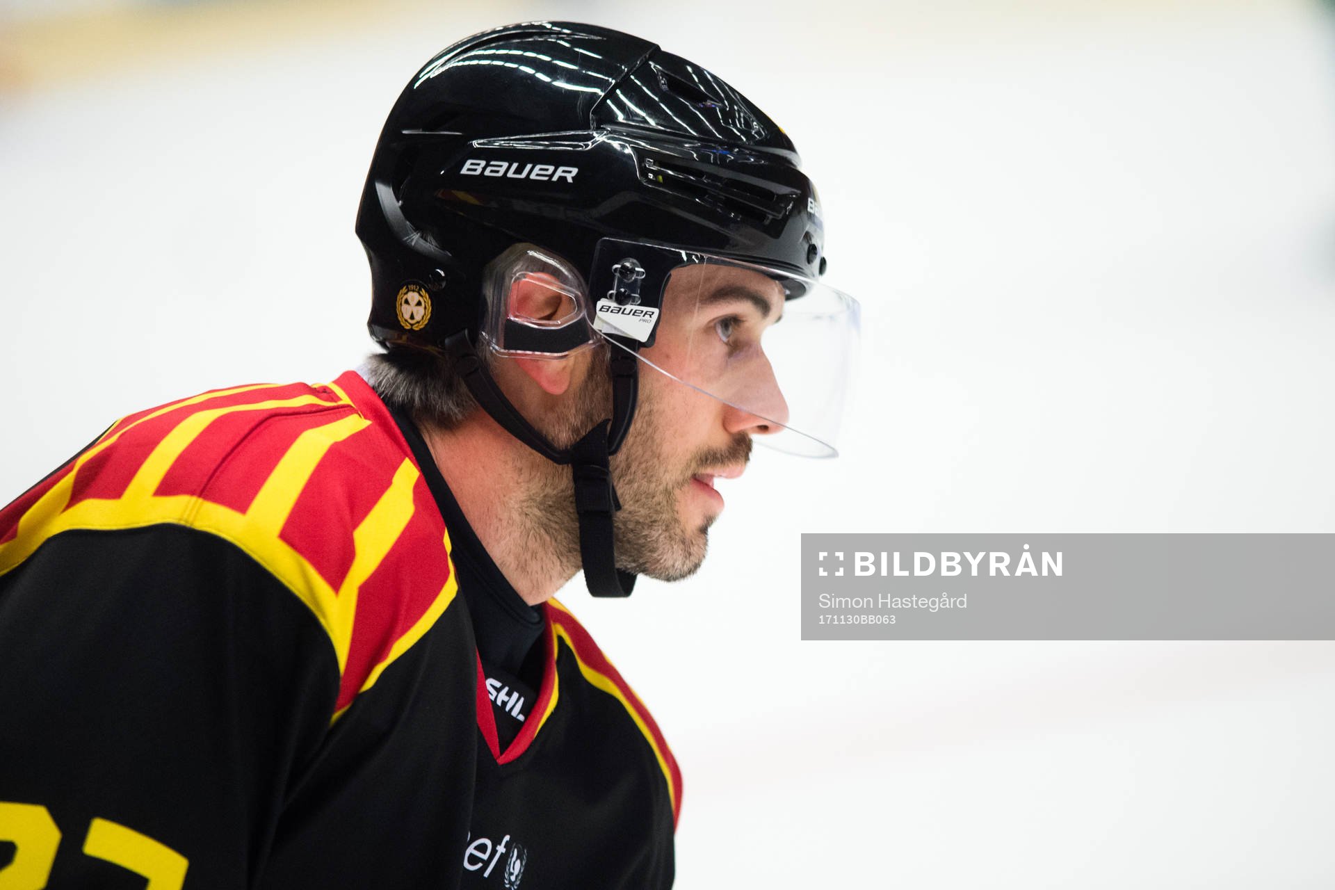 Brynäs Drew Miller före ishockeymatchen i SHL mellan