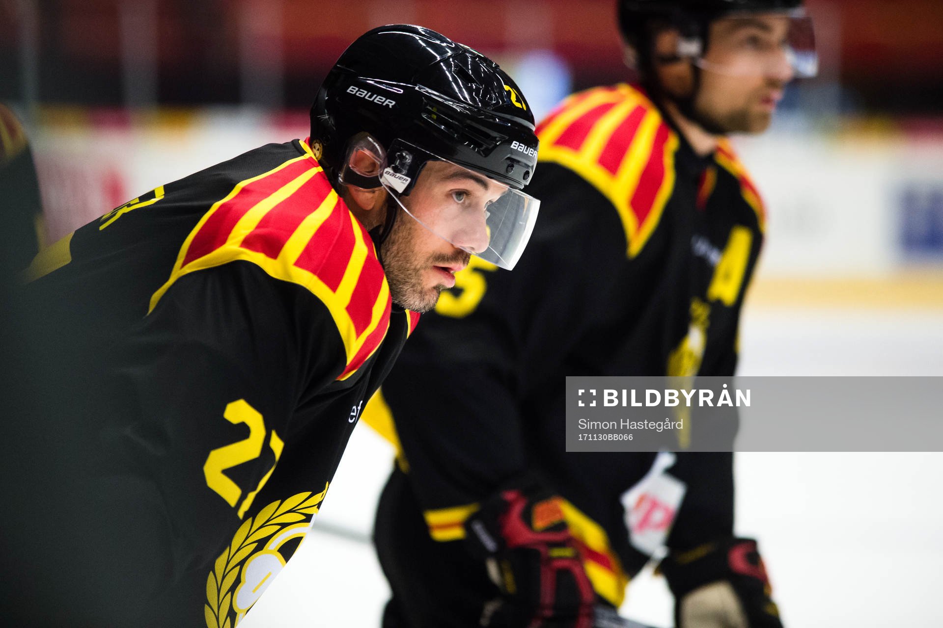 Brynäs Drew Miller före ishockeymatchen i SHL mellan